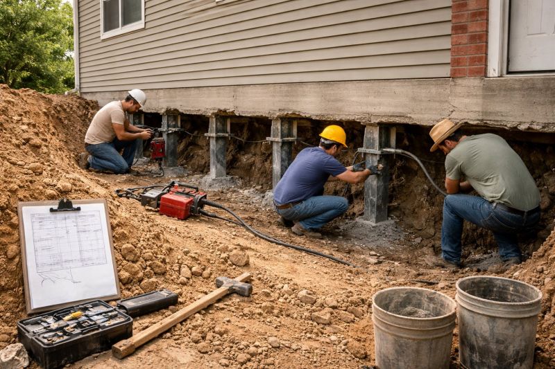 Our team working on Foundation Repair projects in Big Bear Lake, CA